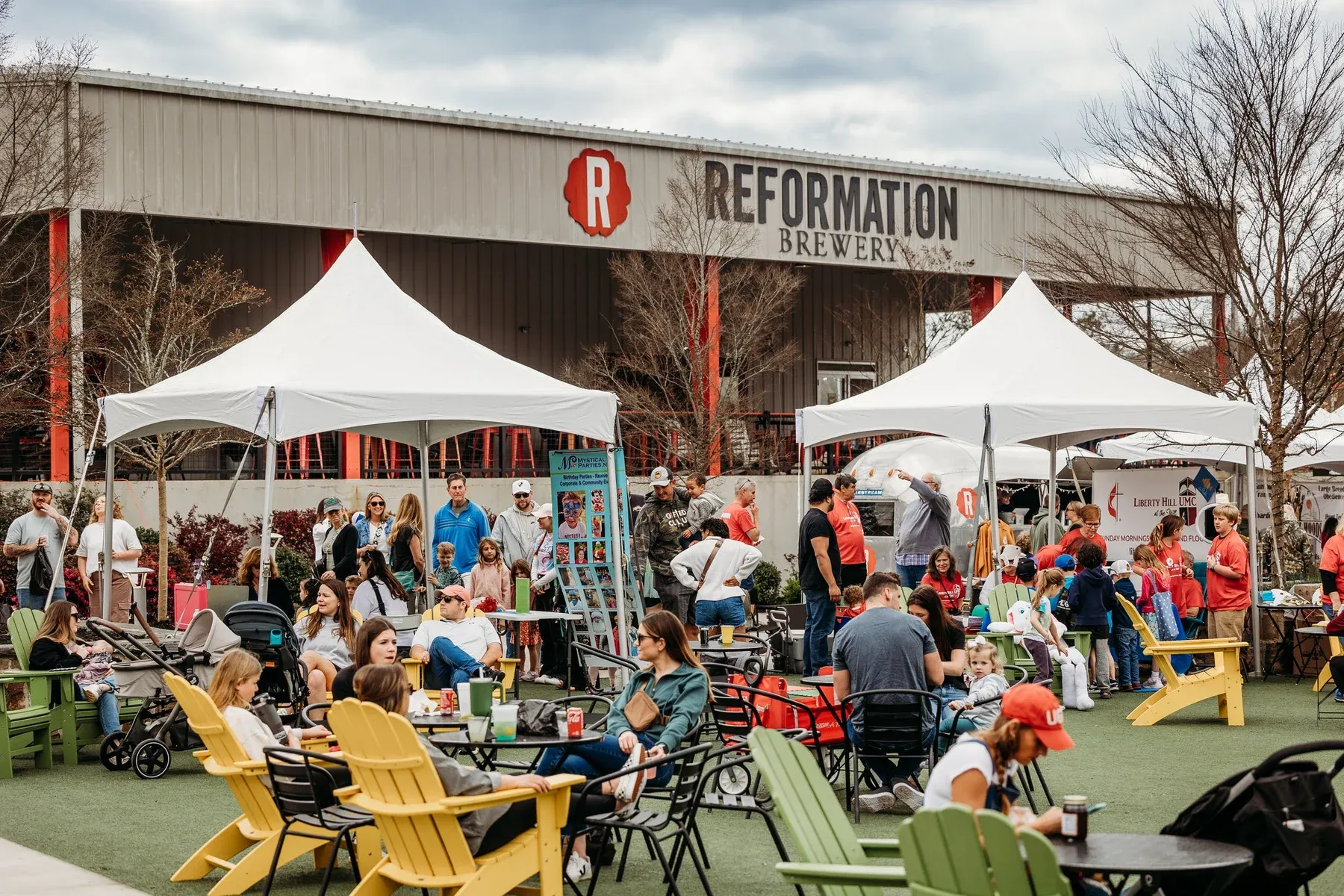 Festival guests seated outside Reformation Brewery
