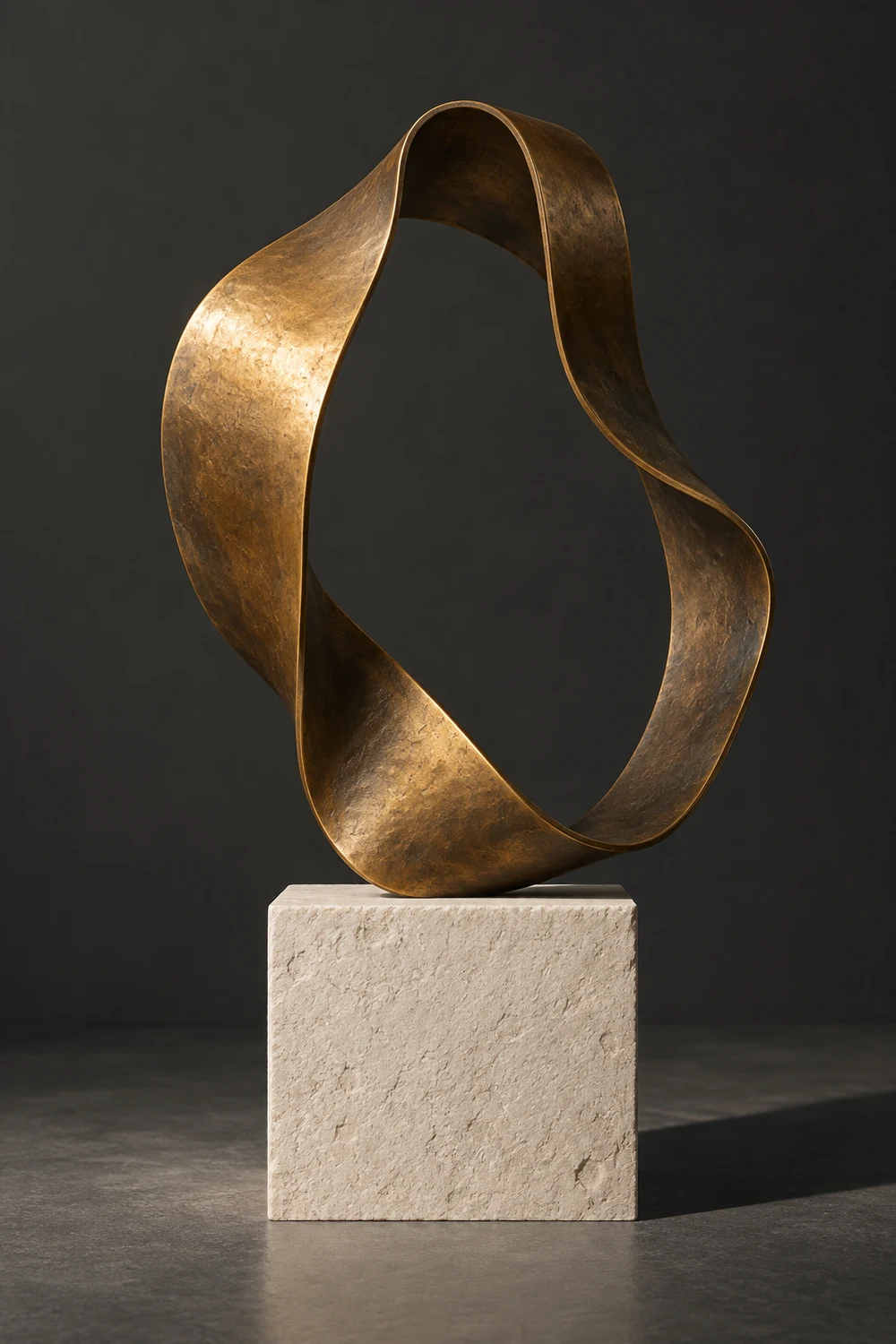 Bronze-tone ribbon sculpture material study